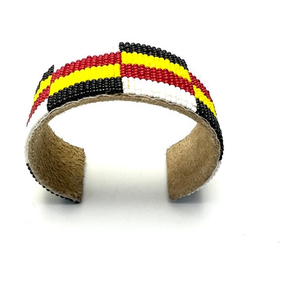 Navajo Beaded Leather Cuff Bracelet — Hand-Loomed — OS — NWOT - Picture 6 of 6